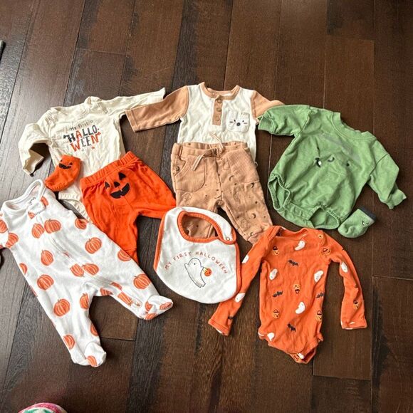 Lot of baby boys newborn clothes mixed Halloween fall 10 pieces carters rabbit + - Picture 1 of 9